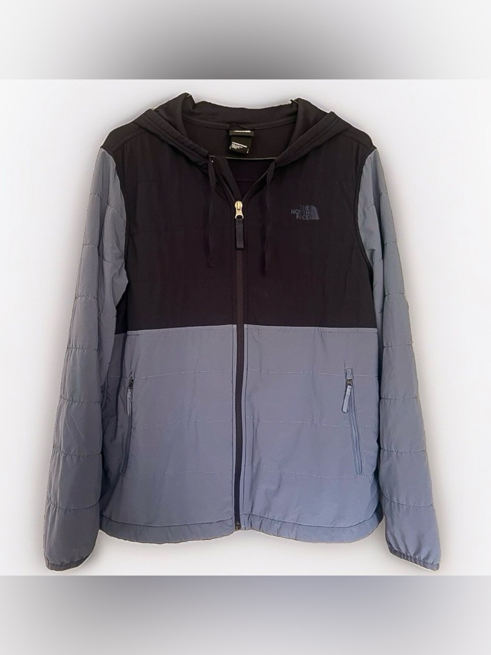 The North Face Jacket Womens Large Blue Navy Hooded Lightweight Puffer Zip Up